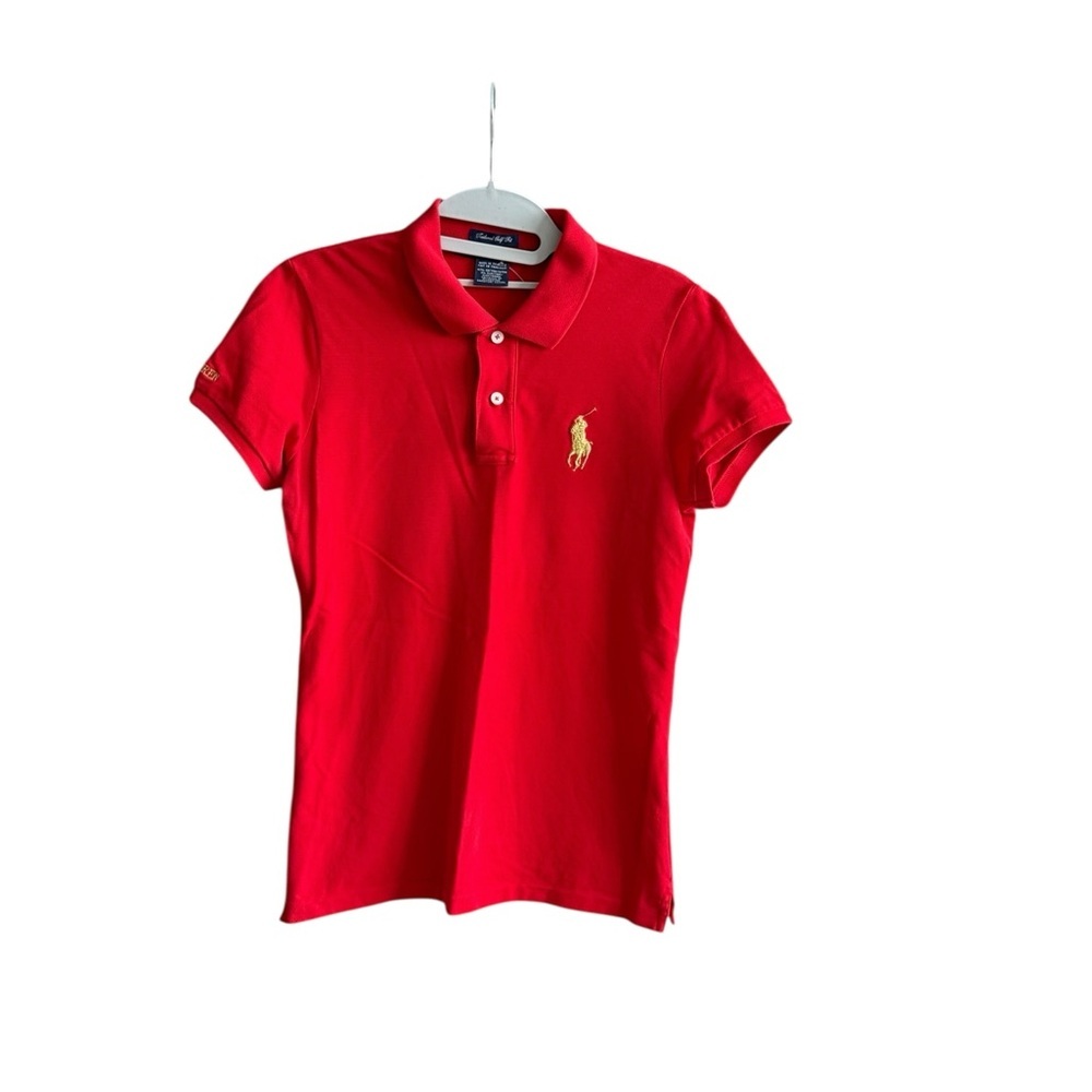 Polo by Ralph Lauren Big Pony Red and Gold Polo Shirt Classic Design - Picture 4 of 12
